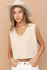 Mineral Washed Rhinestones Tank Top