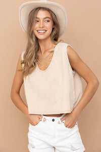 Mineral Washed Rhinestones Tank Top