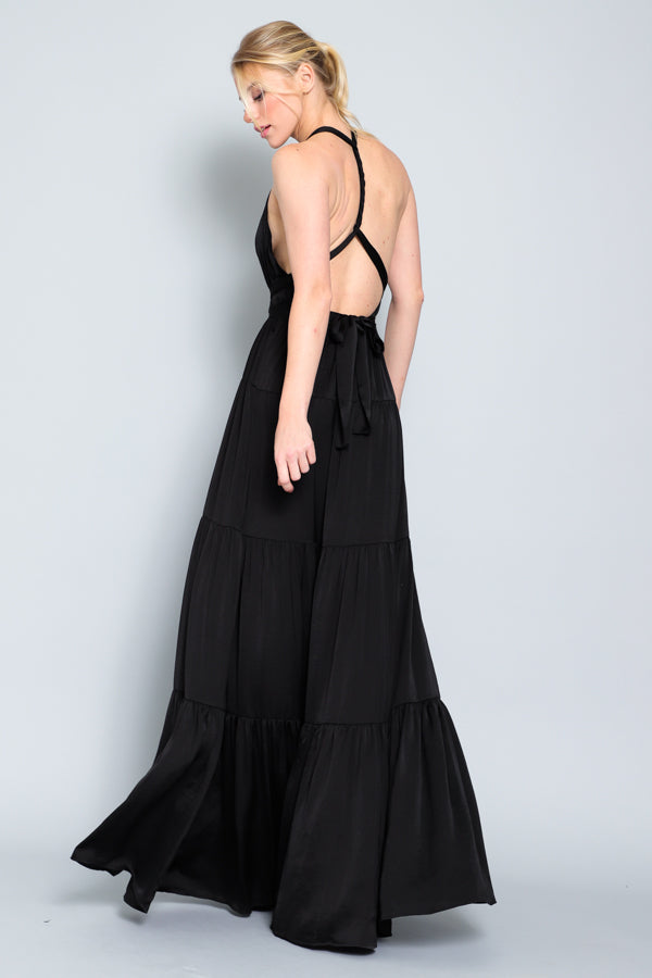 Sleeveless Halter Maxi Dress