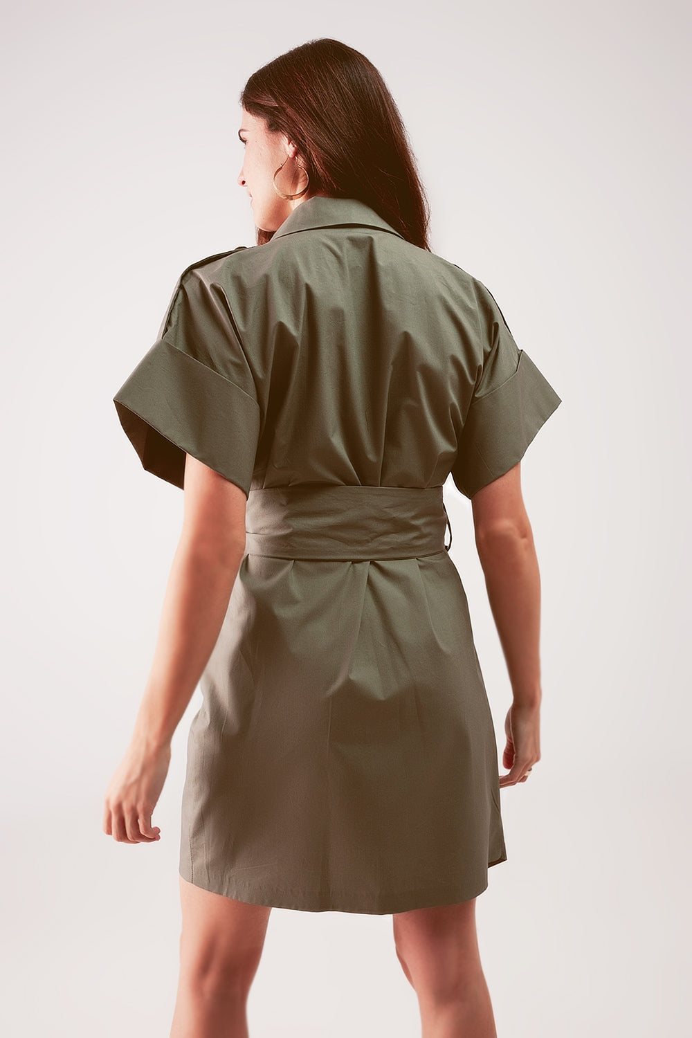 Asymmetric Mini Shirt Dress