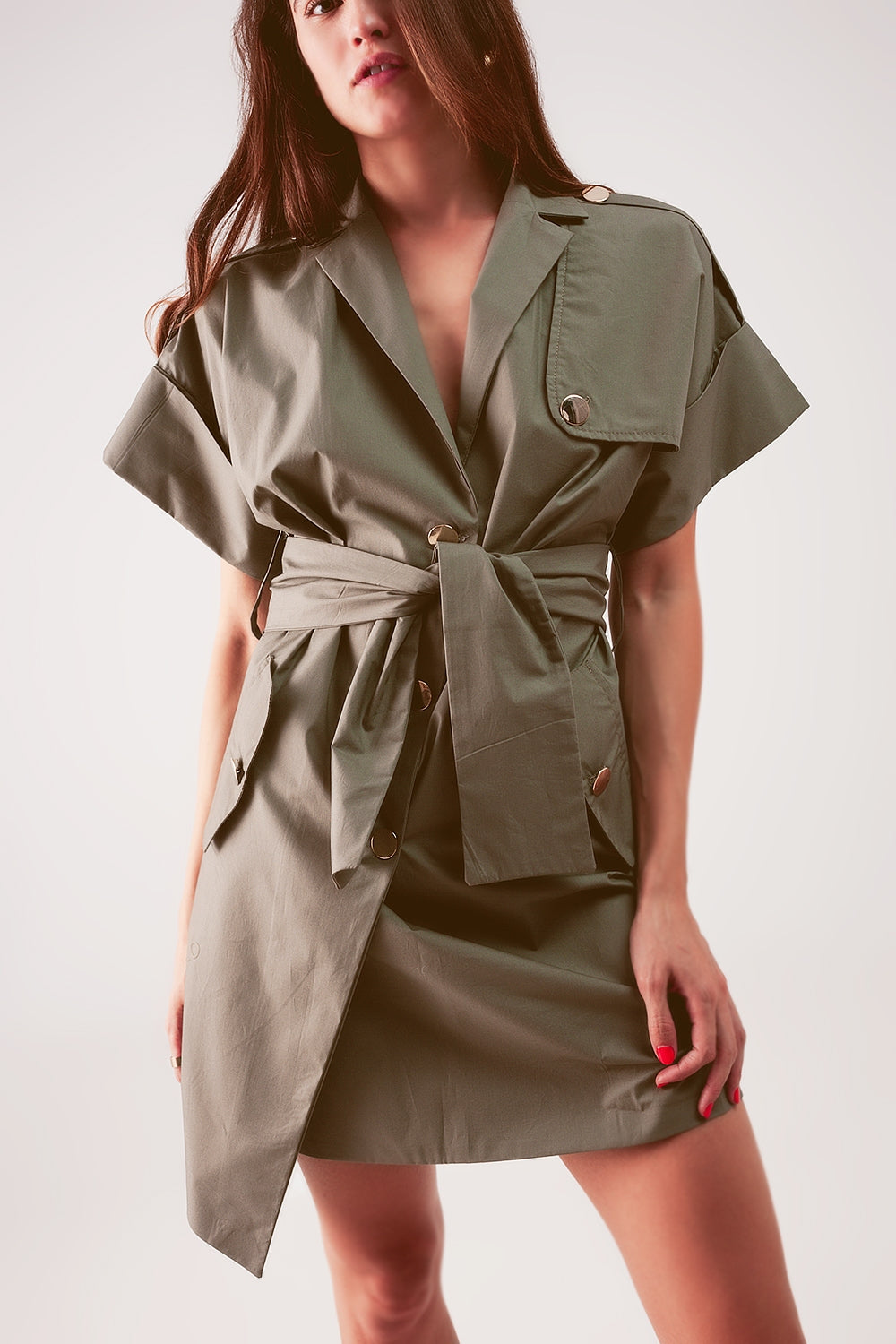 Asymmetric Mini Shirt Dress