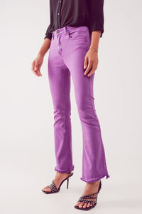 Flare Jeans With Raw Hem Edge