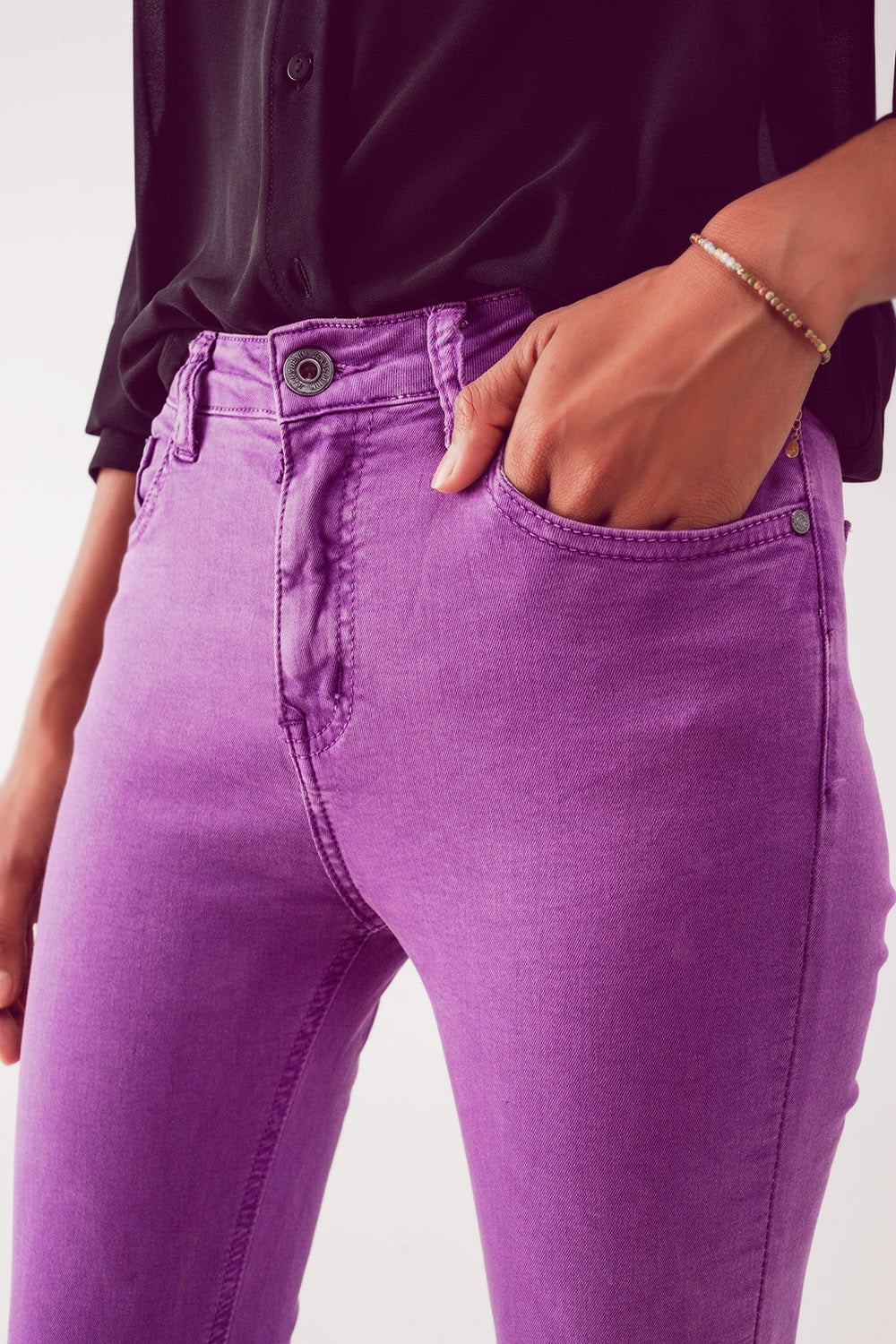 Flare Jeans With Raw Hem Edge