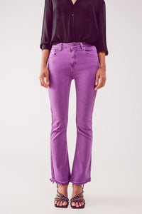 Flare Jeans With Raw Hem Edge