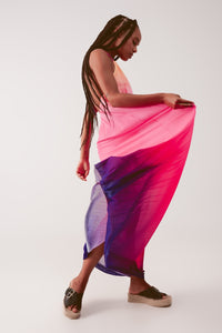 High Neck Pleat Maxi Dress